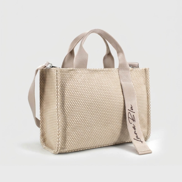Punto Canvas Crossbody Tote – Textured Cream