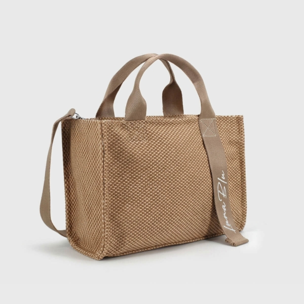 Punto Canvas Crossbody Tote – Textured Tan