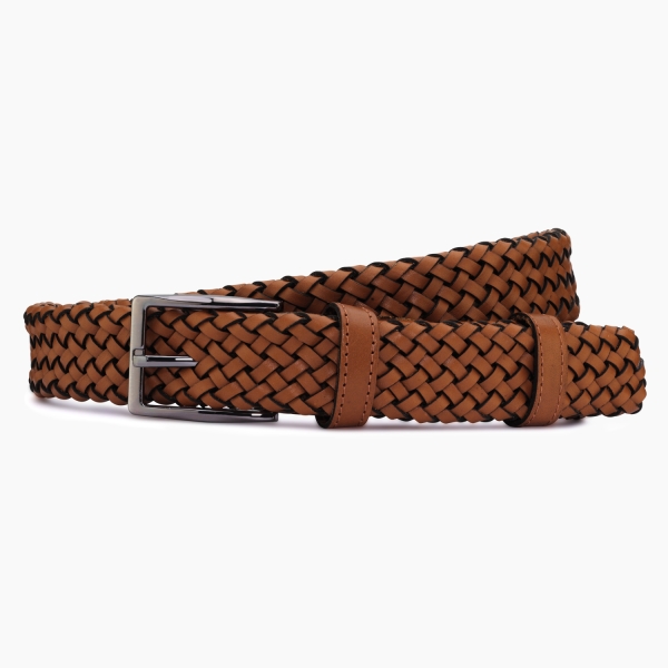 Leather Belt - Caramel Weave