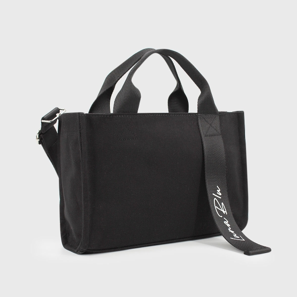 Punto Canvas Crossbody Tote – Black