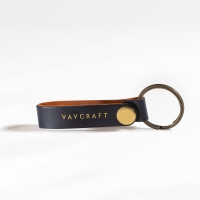 Leather Keychain - Navy