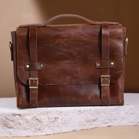 Grain Leather Messenger Bag - Large