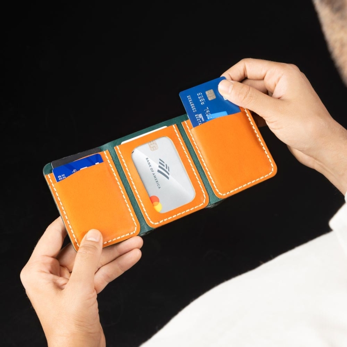 Green Trifold - Leather ID Wallet | VAVCRAFT