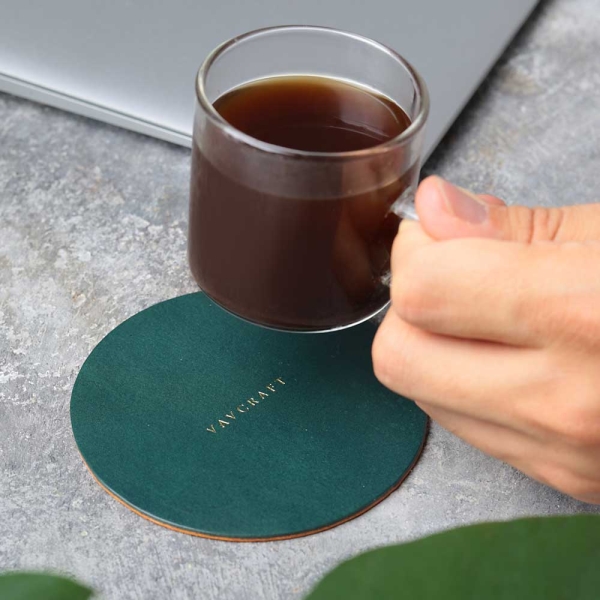 Leather Coaster Set - Green (4-Pack)