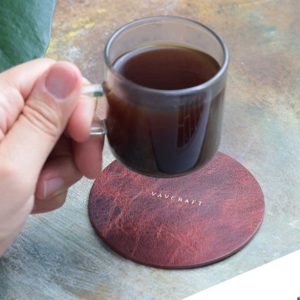 Leather Coaster Set - Tobacco (4-Pack)