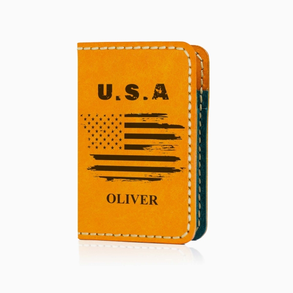 America Flag Wallet - Scratched Yellow Bifold