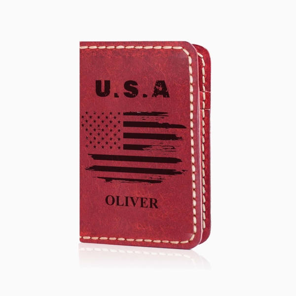 America Flag Wallet - Scratched Red Bifold