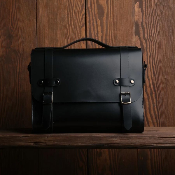 Messenger Bag - Black Leather