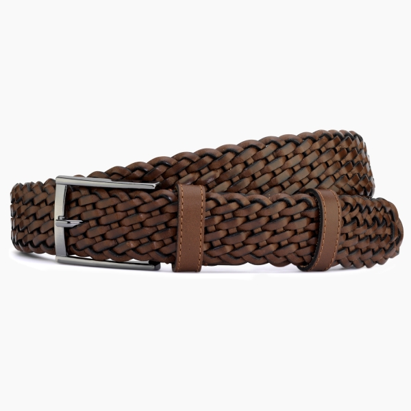 Leather Belt - Chestnut Braided