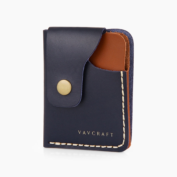 Navy Compact - Leather Card Holder