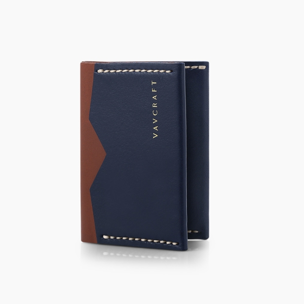 Navy ZigZag - Leather Wallet