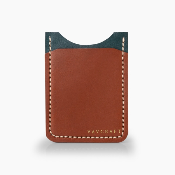 Green & Chestnut Slim - Leather Card Holder