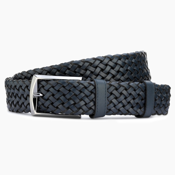 Leather Belt - Navy Weave