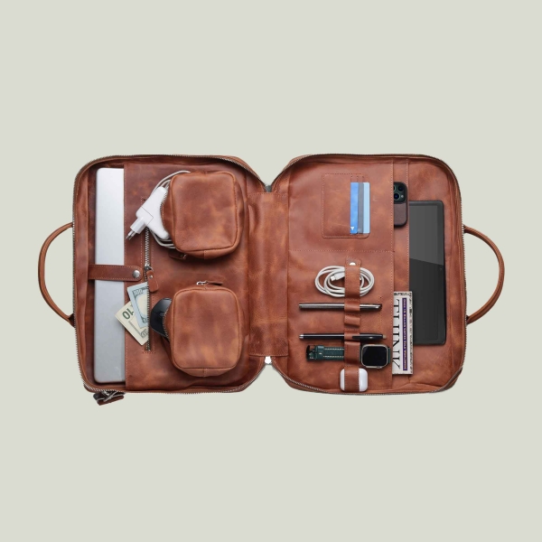 Organizer Laptop Bag - Tobacco