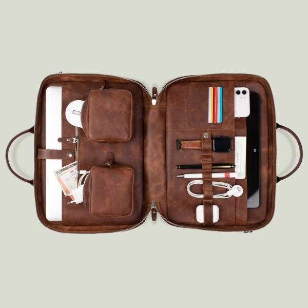 Organizer Laptop Bag - Tobacco